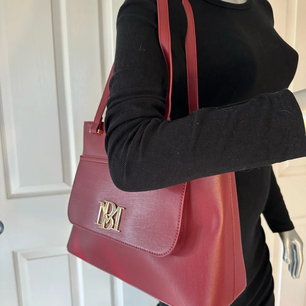 BADGLEY MISCHKA | Red Vegan Leather Tote Shoulder Bag NWT - Picture 7 of 7